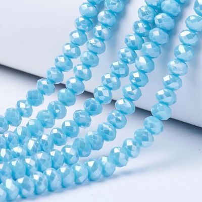 6x5mm Electroplated Faceted Glass Rondelles in Blue, 1 Strand 6x5mm Electroplated Faceted Glass Rondelles in Blue, 1 Strand