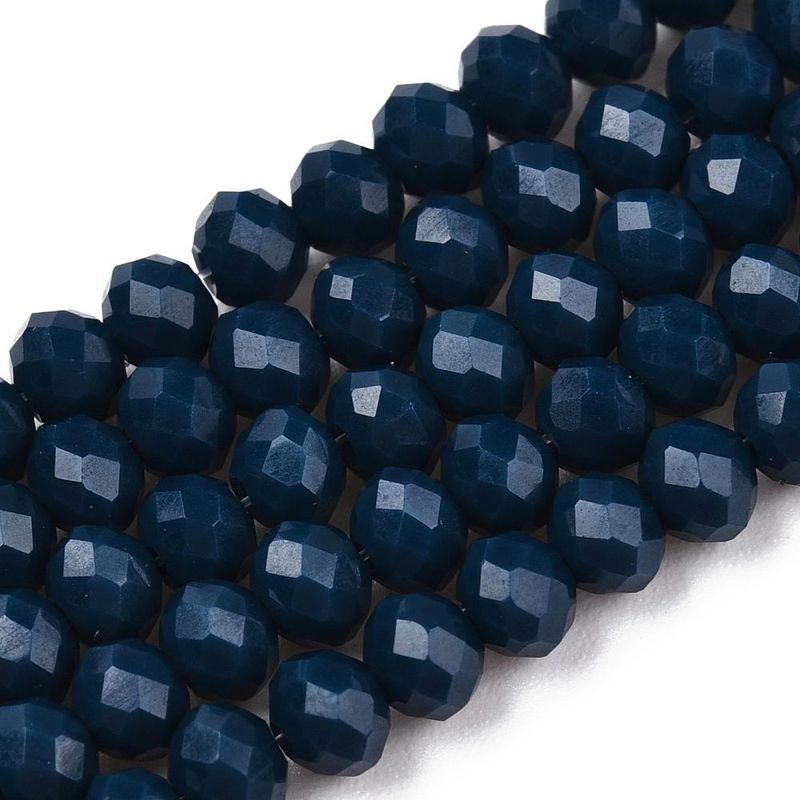 6x5mm Electroplated Faceted Glass Rondelles in Steel Blue, 1 Strand 6x5mm Electroplated Faceted Glass Rondelles in Steel Blue, 1 Strand