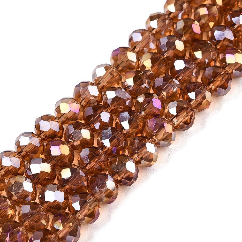 6x5mm Electroplated Faceted Glass Rondelles in Caramel, 1 Strand 6x5mm Electroplated Faceted Glass Rondelles in Caramel, 1 Strand