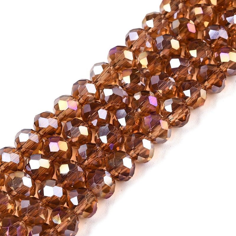 6x5mm Electroplated Faceted Glass Rondelles in Caramel, 1 Strand 6x5mm Electroplated Faceted Glass Rondelles in Caramel, 1 Strand