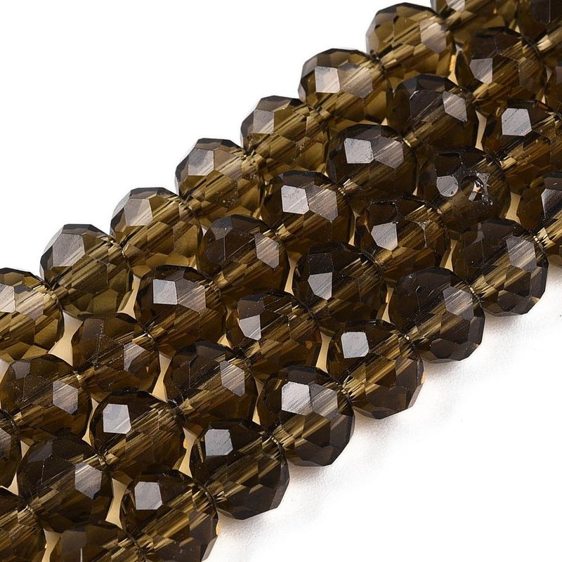 6x5mm Electroplated Faceted Glass Rondelles in Brown, 1 Strand 6x5mm Electroplated Faceted Glass Rondelles in Brown, 1 Strand