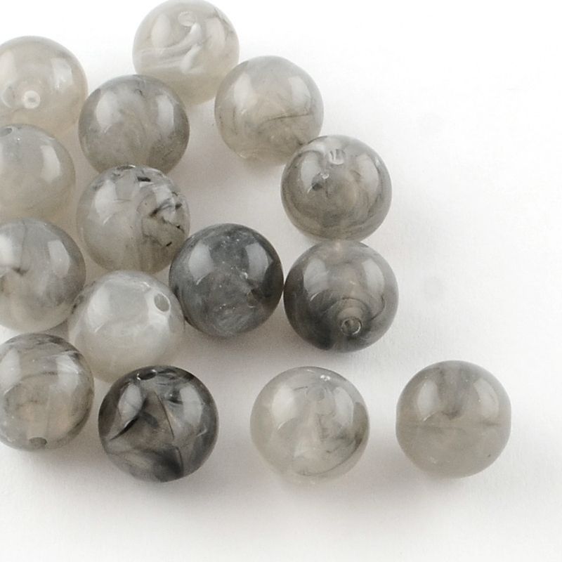 20 x 12mm Marbled Acrylic Beads, Grey 20 x 12mm Marbled Acrylic Beads, Grey
