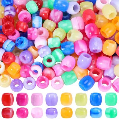 30 x Marbled Acrylic Barrel Beads, 11x8-11mm, Mixed Colours