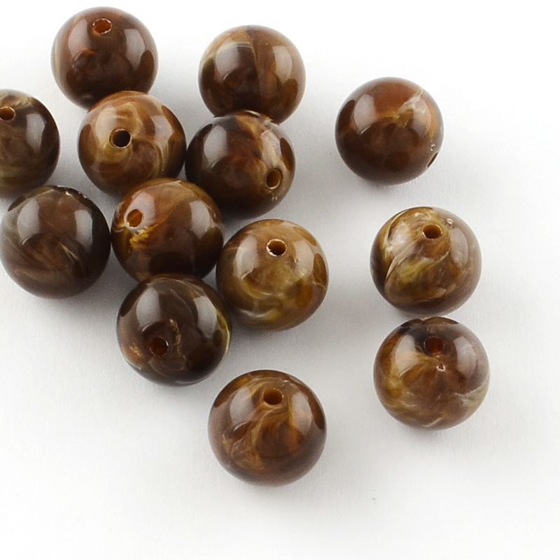 20 x 12mm Marbled Acrylic Beads, Brown 20 x 12mm Marbled Acrylic Beads, Brown