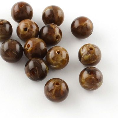 20 x 12mm Marbled Acrylic Beads, Brown