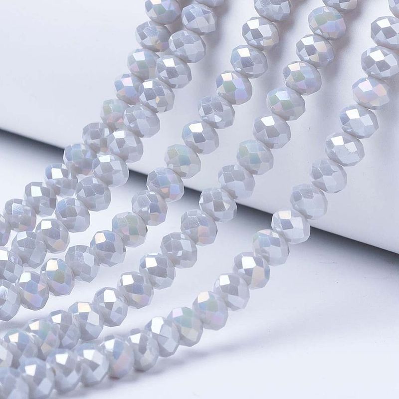 8x6mm Electroplated Faceted Glass Rondelles in Opaque Grey