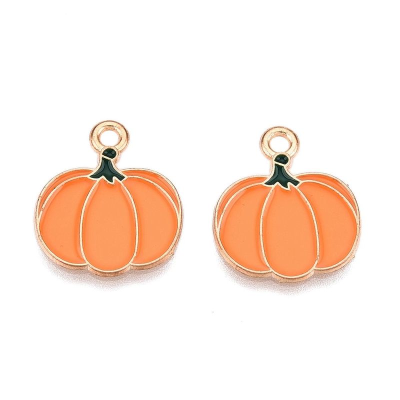 Enamel & Gold Pumpkin Charm, 18x15mm