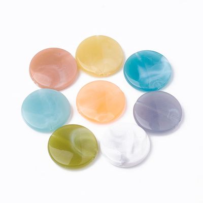 20 x 21x5mm Marbled Acrylic Coin Beads, Mixed Colours 20 x 21x5mm Marbled Acrylic Coin Beads, Mixed Colours