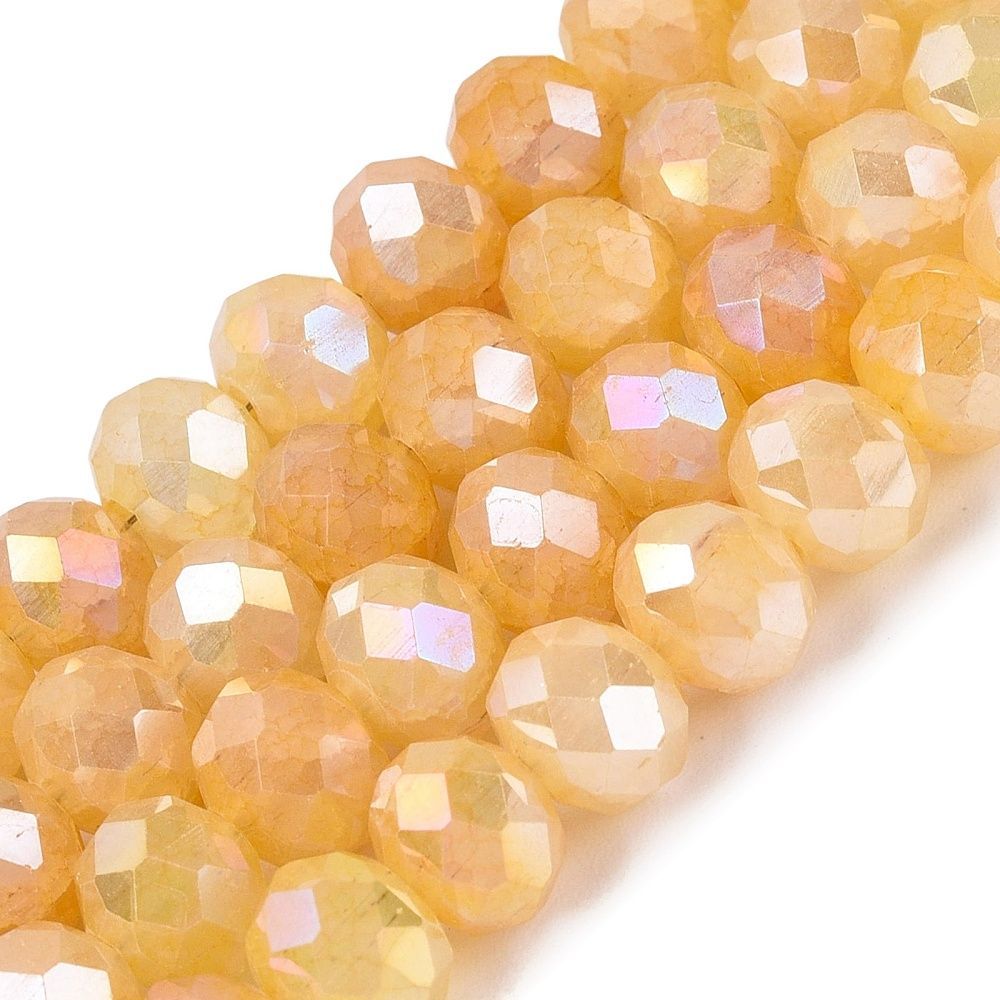 7x6mm Electroplated Faceted Glass Rondelles in Yellow, 1 Strand 7x6mm Electroplated Faceted Glass Rondelles in Yellow, 1 Strand