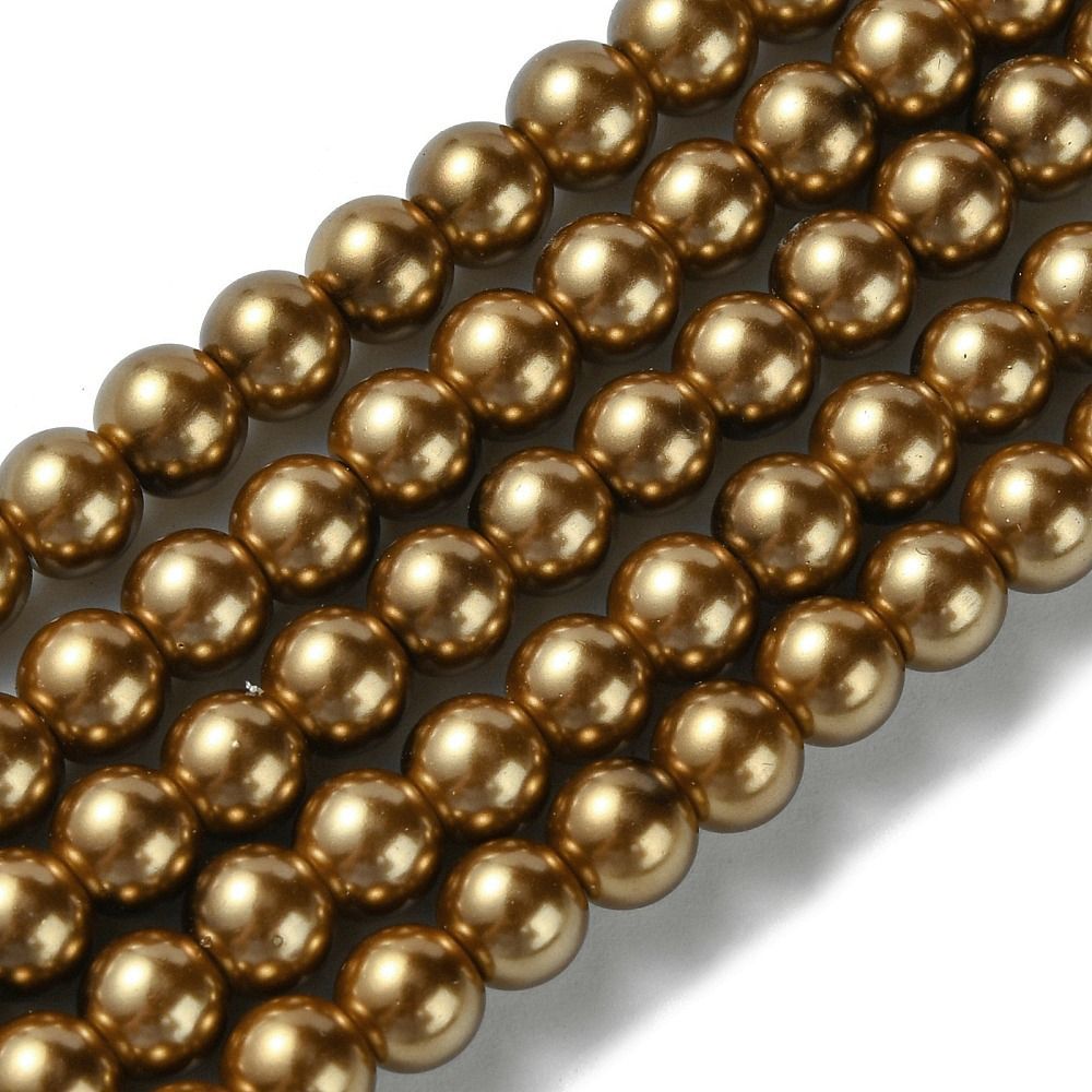 6mm Glass Pearls in Dark Gold, 1 Strand 6mm Glass Pearls in Dark Gold, 1 Strand