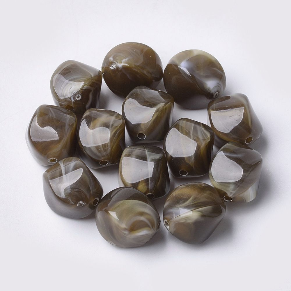 20 x Marbled Acrylic Nuggets, 15x12mm, Brown 20 x Marbled Acrylic Nuggets, 15x12mm, Brown