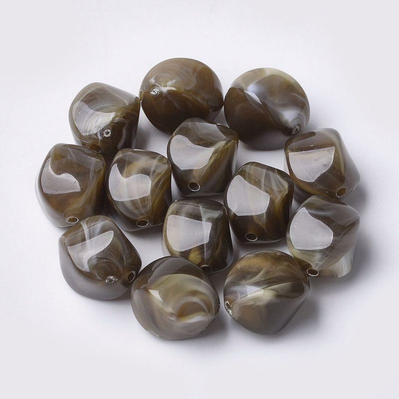 20 x Marbled Acrylic Nuggets, 15x12mm, Brown 20 x Marbled Acrylic Nuggets, 15x12mm, Brown