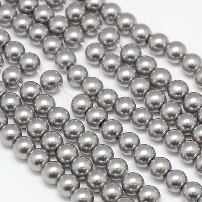 6mm Glass Pearls in Silver Grey, 1 Strand 6mm Glass Pearls in Silver Grey, 1 Strand