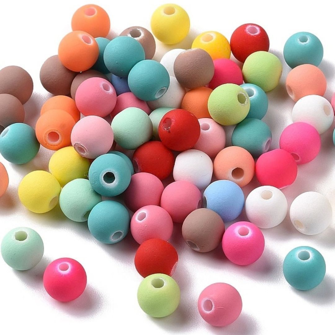 50 x 8mm Rubberized Acrylic Beads, Mixed Colours 50 x 8mm Rubberized Acrylic Beads, Mixed Colours