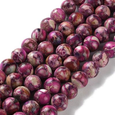 Natural Imperial Jasper Beads, Pink/Red, 8mm