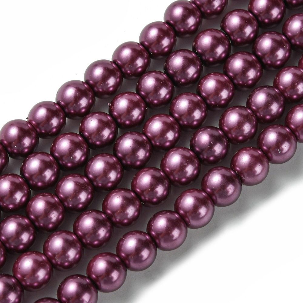 6mm Glass Pearls in Burgundy, 1 Strand 6mm Glass Pearls in Burgundy, 1 Strand