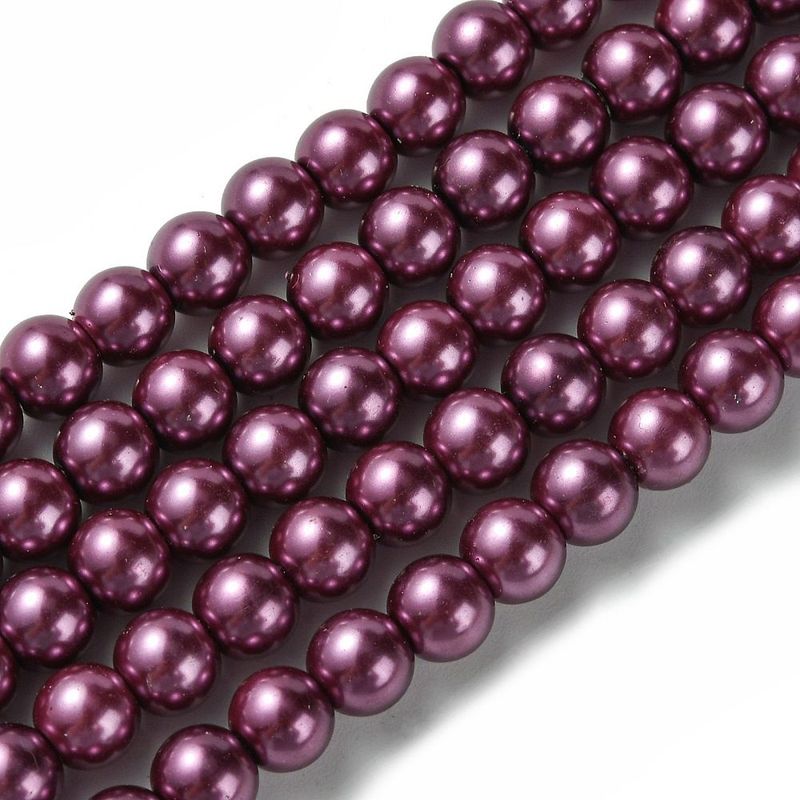 6mm Glass Pearls in Burgundy, 1 Strand