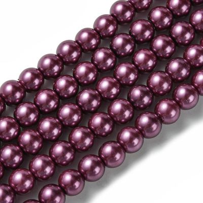6mm Glass Pearls in Burgundy, 1 Strand