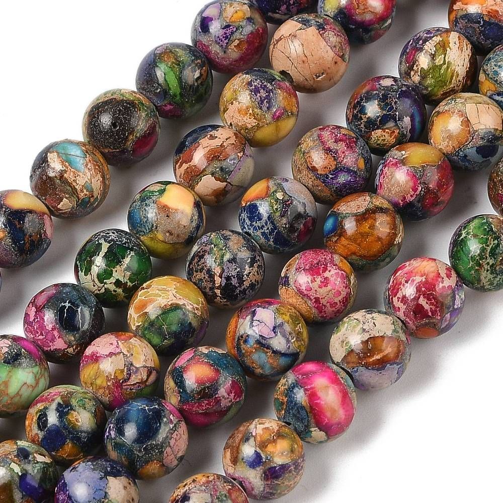 Natural Imperial Jasper Beads, Mixed Colours, 8mm Natural Imperial Jasper Beads, Mixed Colours, 8mm