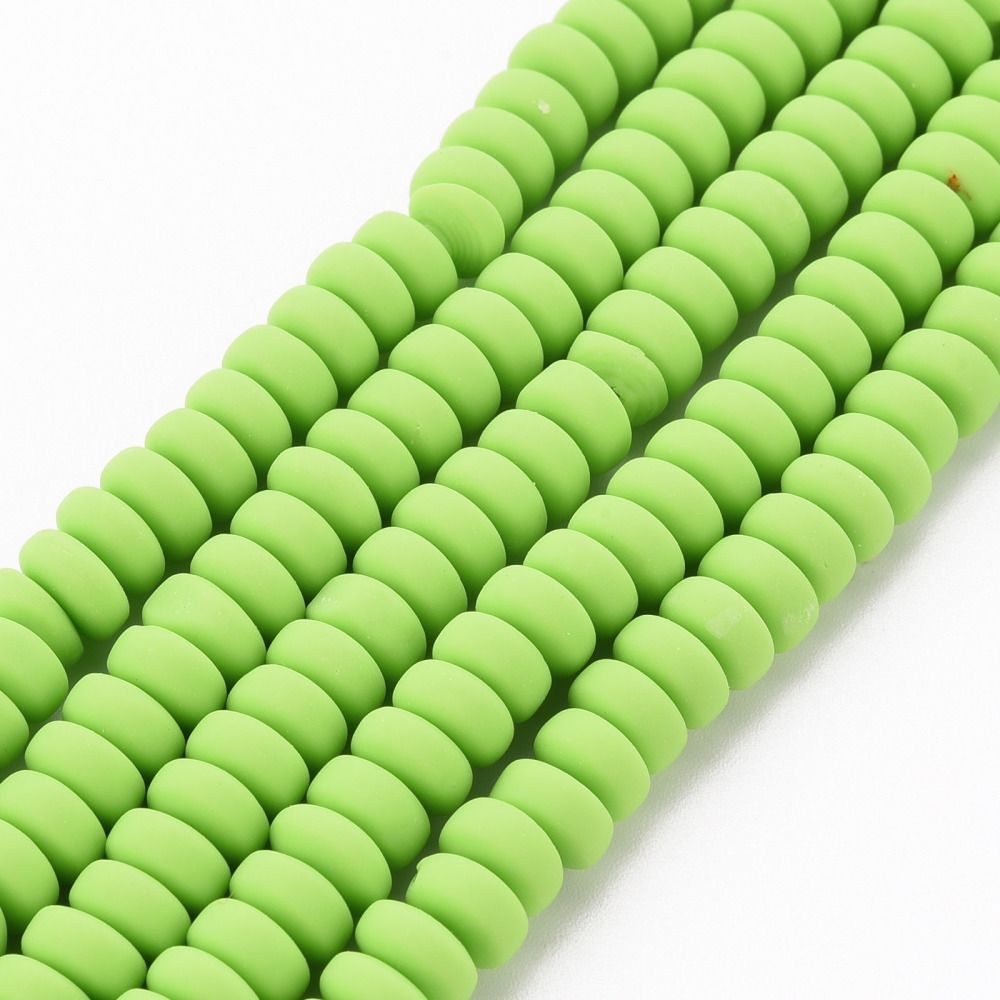 Polymer Clay Rondelle Beads, Bright Neon Green, 6x3mm Polymer Clay Rondelle Beads, Bright Neon Green, 6x3mm