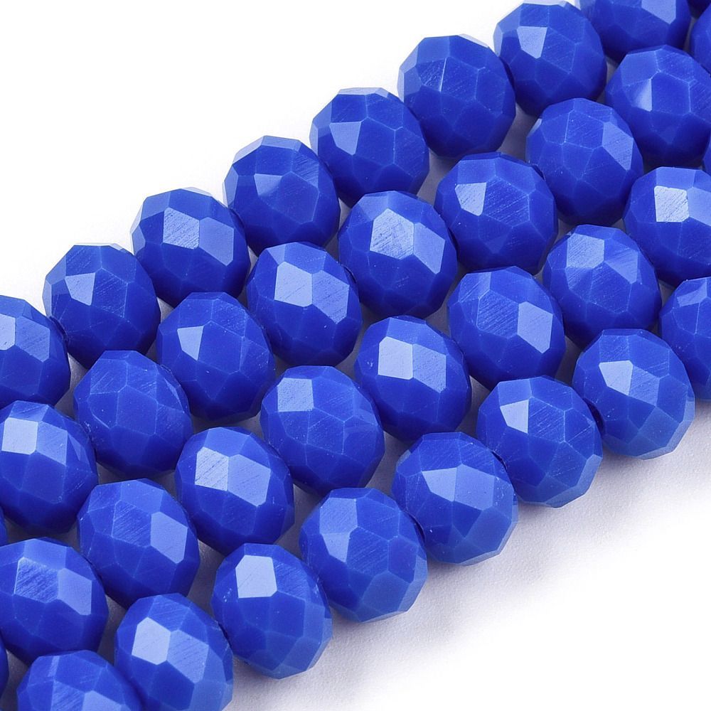 6x5mm Electroplated Faceted Glass Rondelles in Royal Blue, 1 Strand 6x5mm Electroplated Faceted Glass Rondelles in Royal Blue, 1 Strand