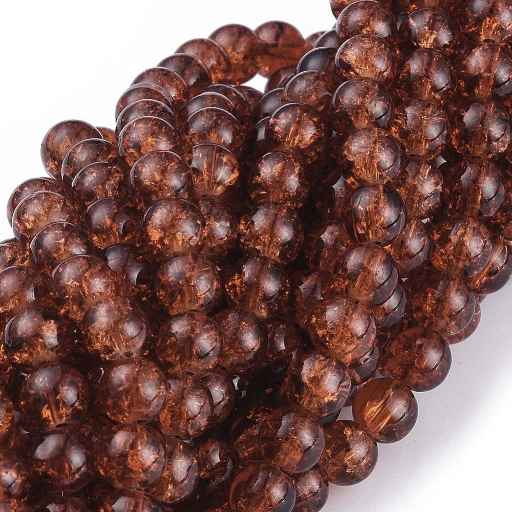 50 x 8mm Crackle Glass in Brown 50 x 8mm Crackle Glass in Brown