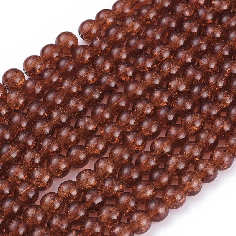 50 x 8mm Crackle Glass in Brown
