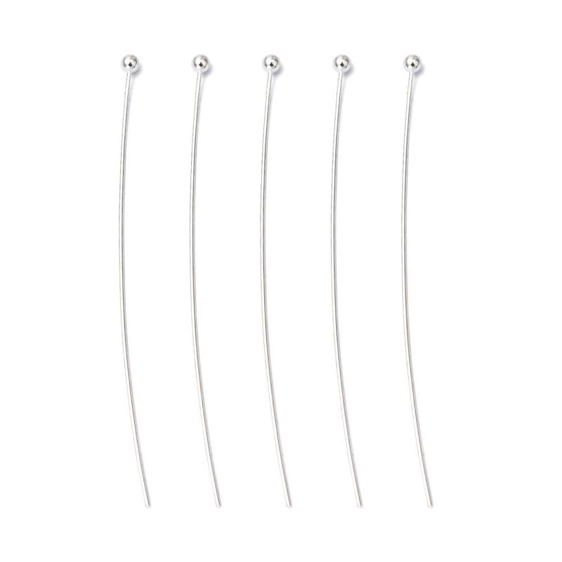 50 x Silver Plated BALL Head Pins 45mm x 0.5mm