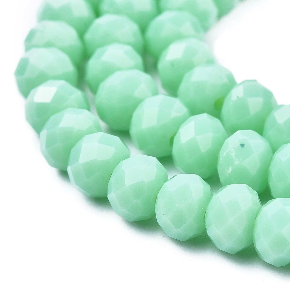 4x3mm Faceted Glass Rondelles in Mint Green, 1 Strand 4x3mm Faceted Glass Rondelles in Mint Green, 1 Strand