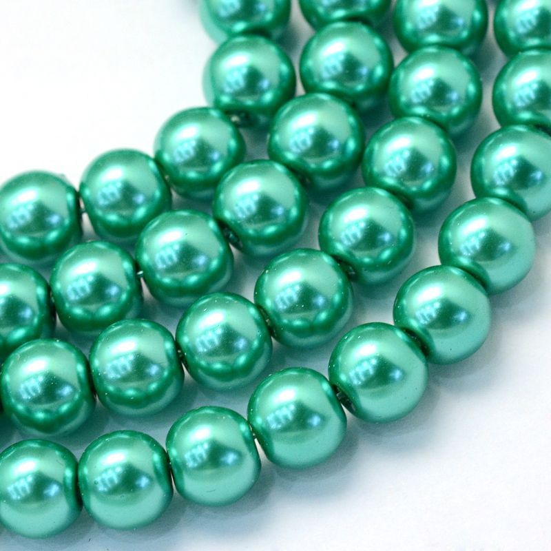 4mm Glass Pearls in Sea Green, 1 Strand 4mm Glass Pearls in Sea Green, 1 Strand