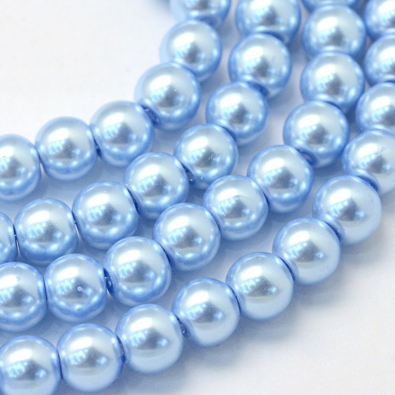4mm Glass Pearls in Baby Blue, 1 Strand