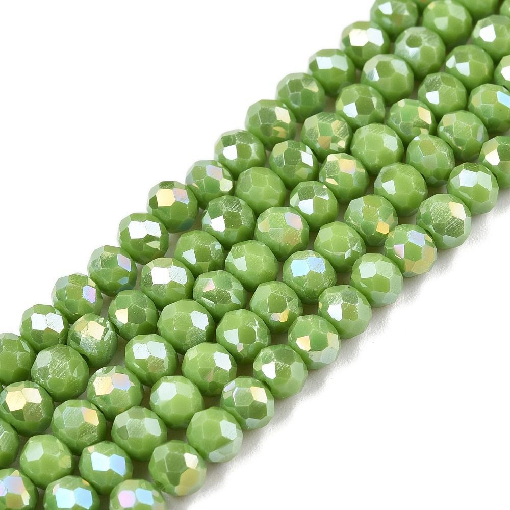 4x3mm Electroplated Faceted Glass Rondelles in Opaque Olive Green 4x3mm Electroplated Faceted Glass Rondelles in Opaque Olive Green
