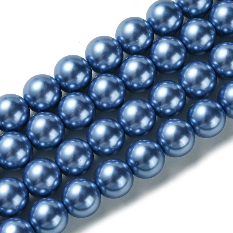 14mm Glass Pearls in Blue, 1 Strand