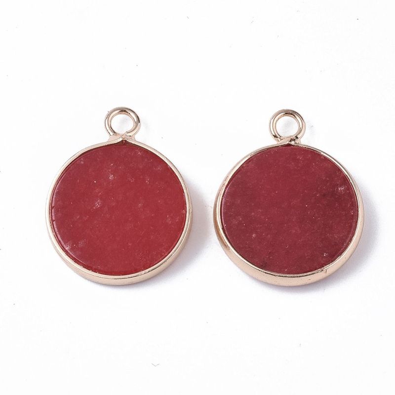 Dyed Natural Jade Pendant with Gold Plated Frame, 20x16x4mm
