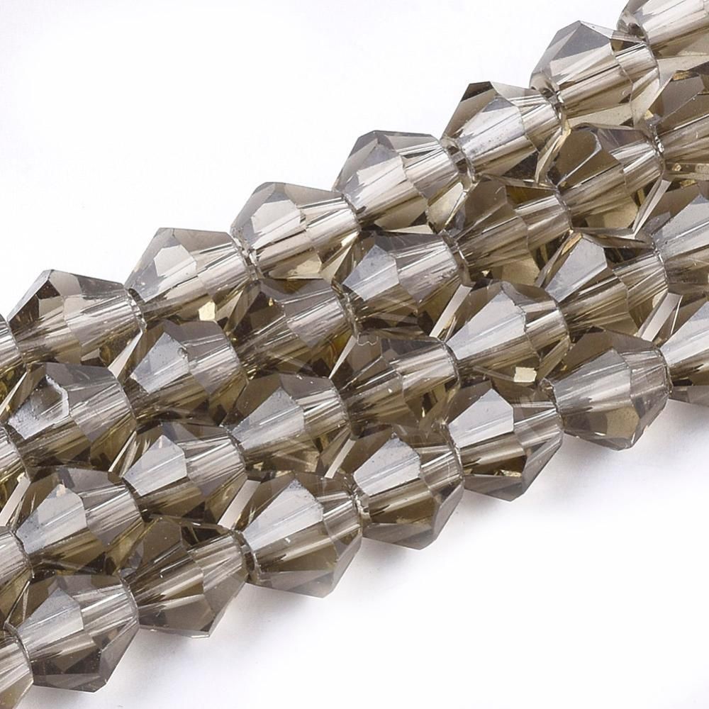 6mm Faceted Bicone Glass in Smoky Brown 6mm Faceted Bicone Glass in Smoky Brown
