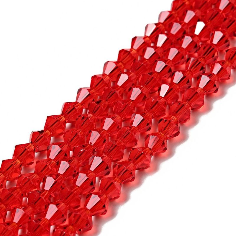 6mm Faceted Bicone Glass in Red