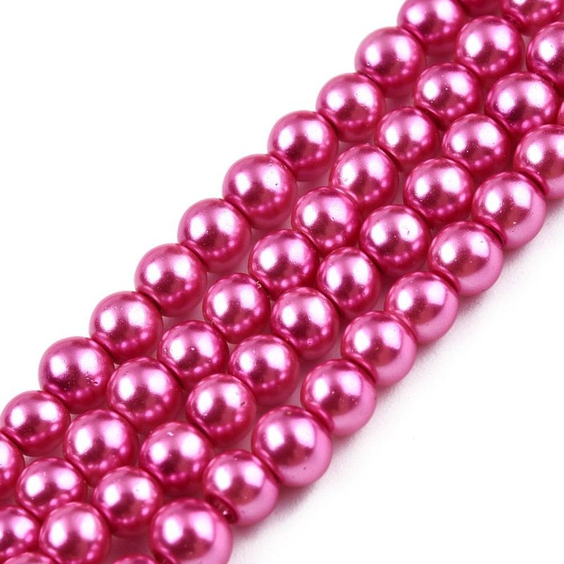 4mm Glass Pearls in Hot Pink, 1 Strand