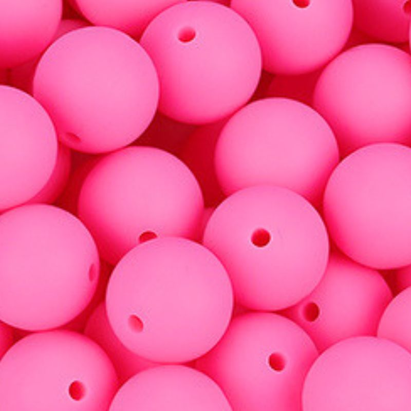 10 x 15mm Rubberized Silicone Beads, Neon Pink 10 x 15mm Rubberized Silicone Beads, Neon Pink