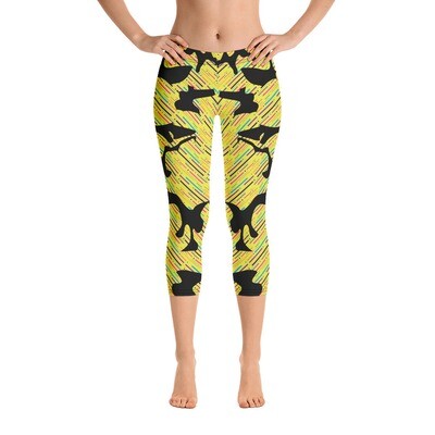 Capri Leggings - Keltamusta camouflage Capri Leggings - Keltamusta camouflage