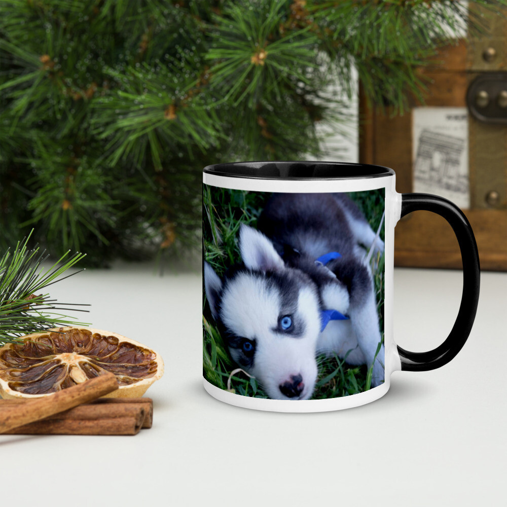 Keraaminen muki - siperianhuskyn pentu, KAHVAN &amp; SISÄPUOLEN VÄRI: Musta