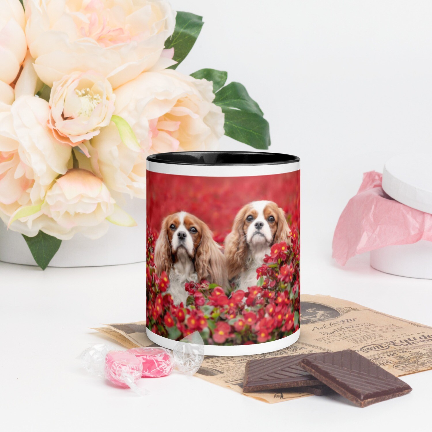 Keraaminen muki - kingcharlesinspanieli, KAHVAN &amp; SISÄPUOLEN VÄRI: Musta