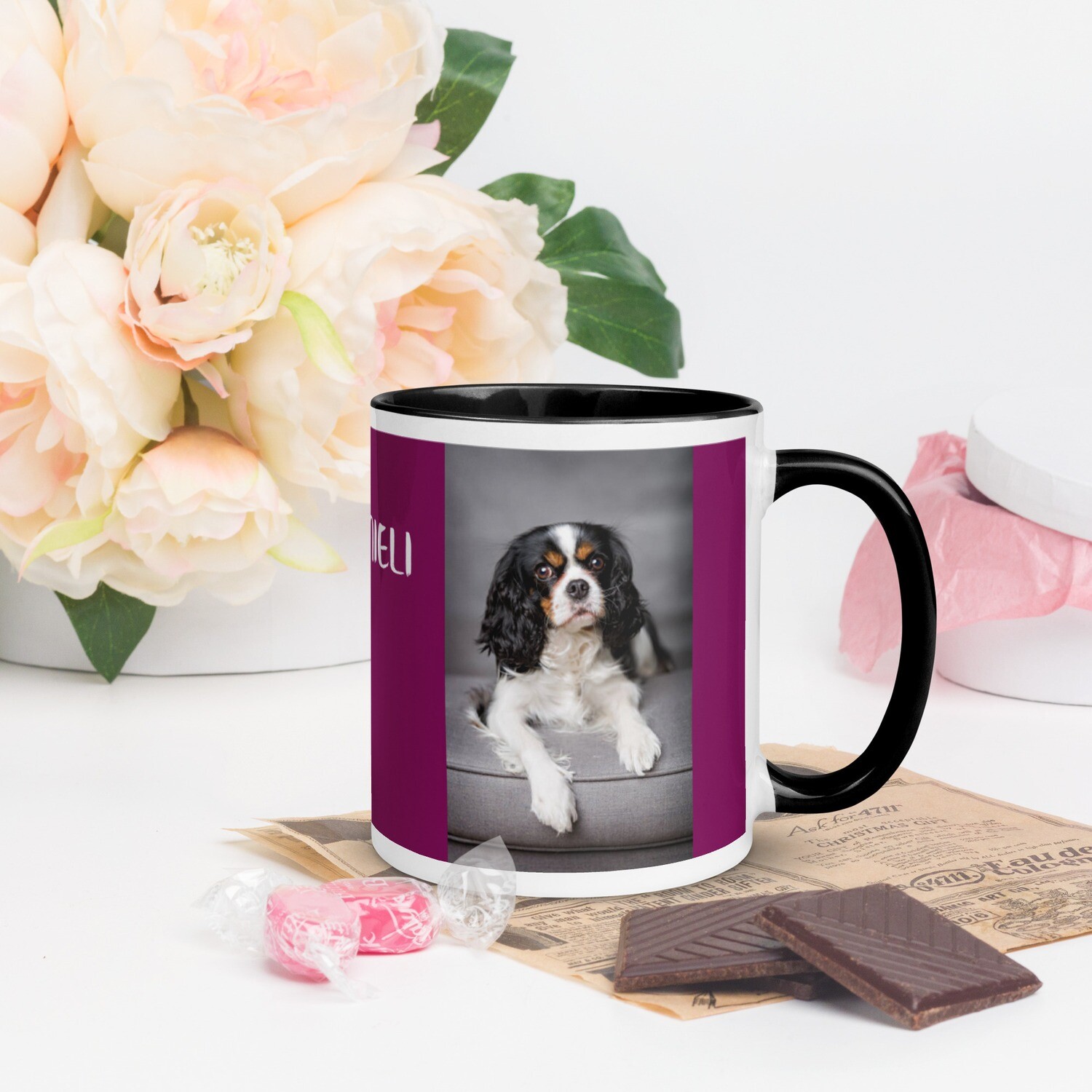 Keraaminen muki - kingcharlesinspanieli, KAHVAN &amp; SISÄPUOLEN VÄRI: Musta