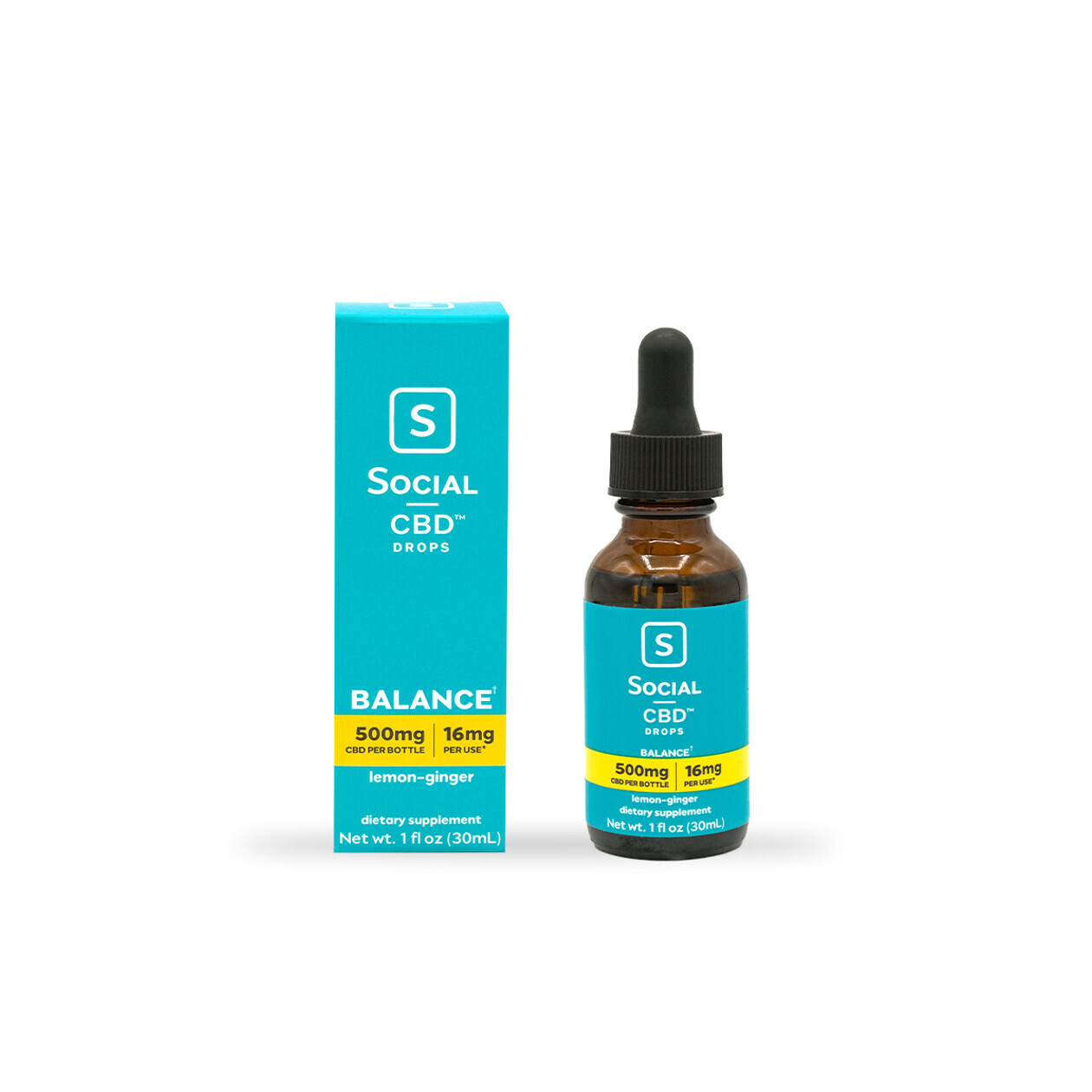 Social CBD Oil Drops 500mg - Lemon Ginger