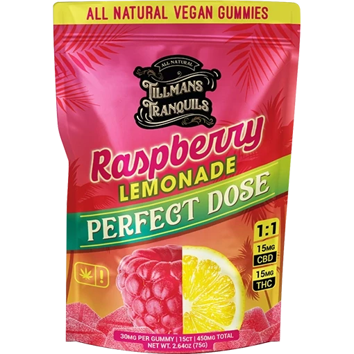 Raspberry Lemonade THC Gummies 1:1 CBD:THC Tillmans Tranquils