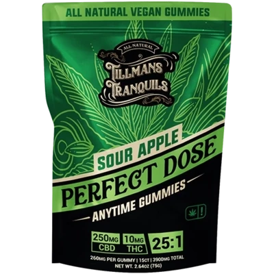 Sour Apple 260mg Gummies – 25:1 CBD:THC
250mg CBD 10mg THC Tillmans Tranquils