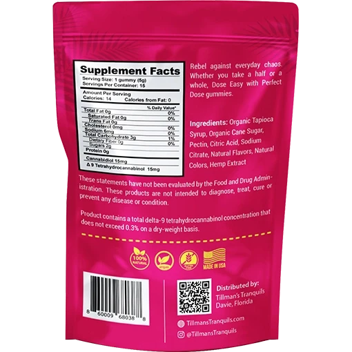 Raspberry Lemonade THC Gummies 1:1 CBD:THC Tillmans Tranquils