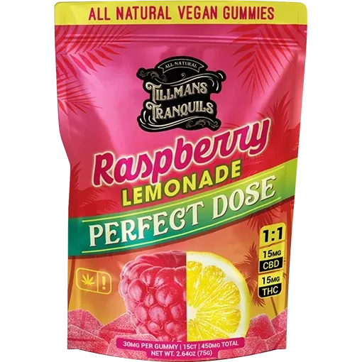 Raspberry Lemonade THC Gummies 1:1 CBD:THC Tillmans Tranquils Raspberry Lemonade THC Gummies 1:1 CBD:THC Tillmans Tranquils