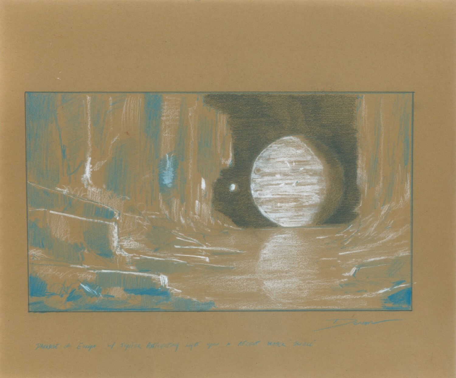 Europa, Moon of Jupiter - reflection - sketch