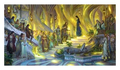Beren and Luthien in the Court of Thingol and Melian - Canvas