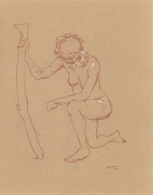Life Drawing-2024-femalenude-kneeling